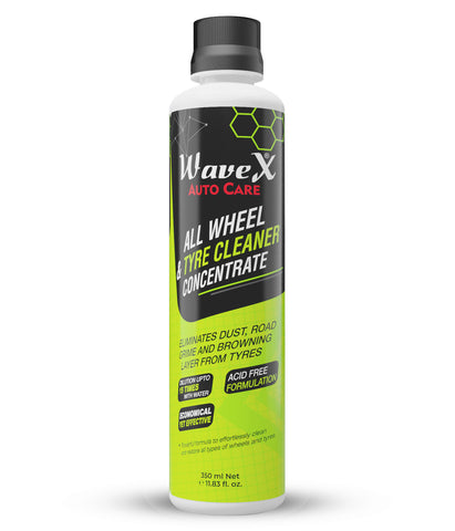 TYRE GUARD 350ML, TYRE AND WHEEL CLEANER 350ML, CLEANING BRUSH, MICROFIBER CLOTH AND FOAM APPLICATOR