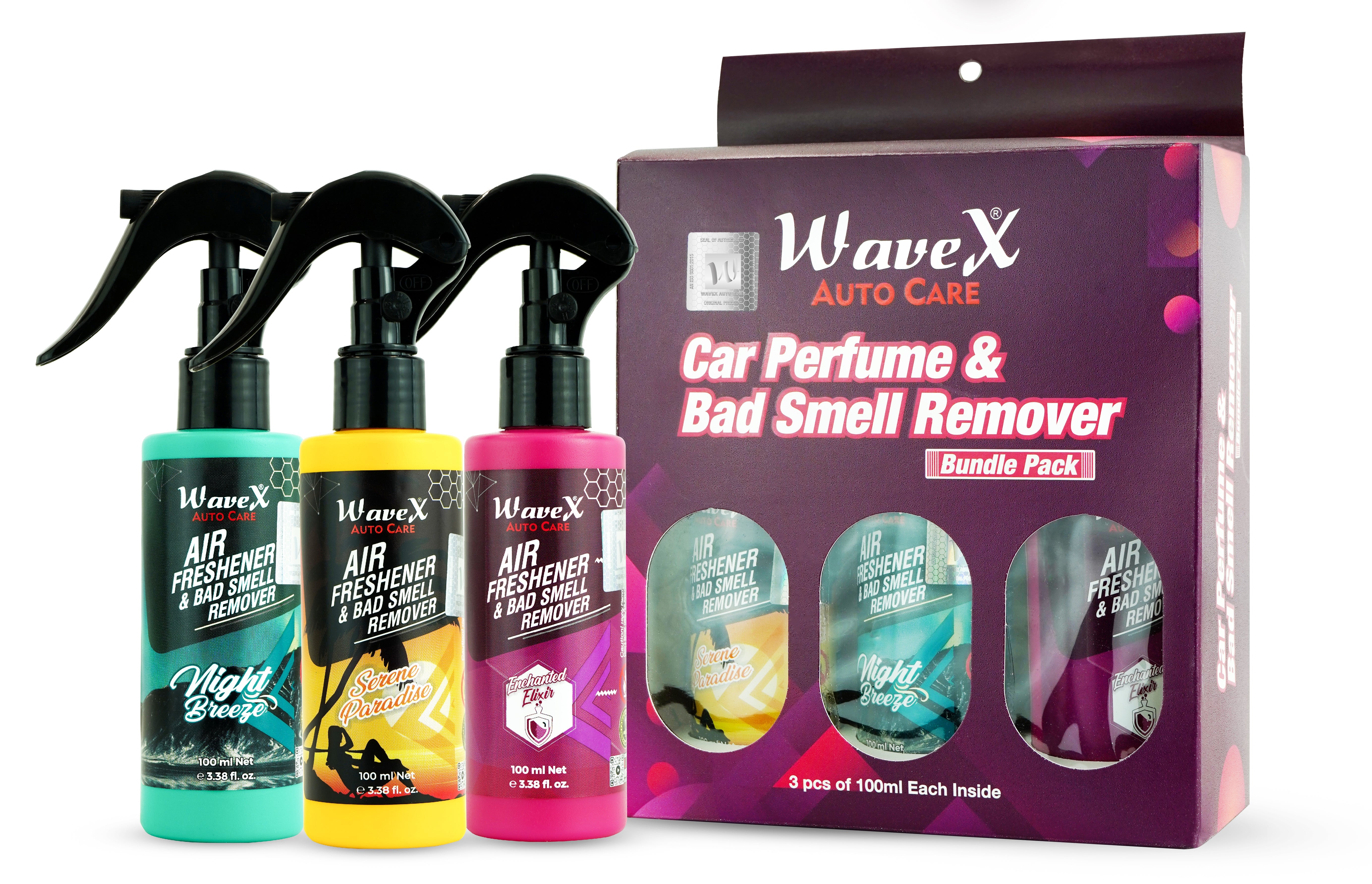 AIR FRESHENER CAR PERFUME AND BAD SMELL REMOVER BUNDLE PACK Main image