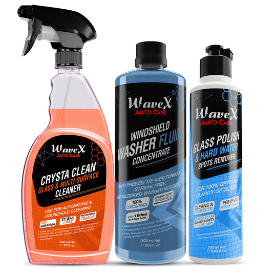 GLASS POLISH 350ML, WINDSHIELD WASHER FLUID 500ML, CRYSTA CLEAN 650ML