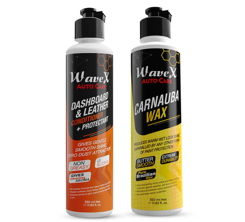 CAR WAX 350ML + DASHBOARD AND LEATHER POLISH 350ML