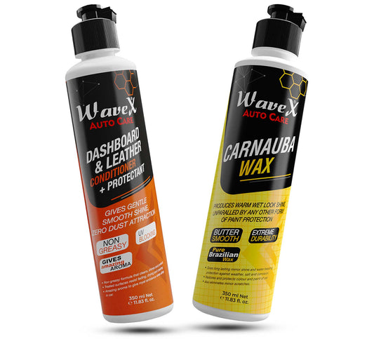 CAR WAX 350ML + DASHBOARD AND LEATHER POLISH 350ML
