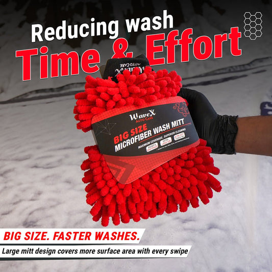 BIG SIZE NOODLES MICROFIBER WASH MITT – ULTRA SOFT CHENILLE CAR CLEANING GLOVE - Wavex-BIGMITT