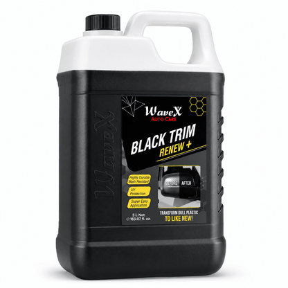 Black Trim Renew+ | Restores Faded Car & Bike Exterior Plastic Trim | Long-Lasting Deep Black Shine, UV & Dust Protection - Wavex-TRIM5K