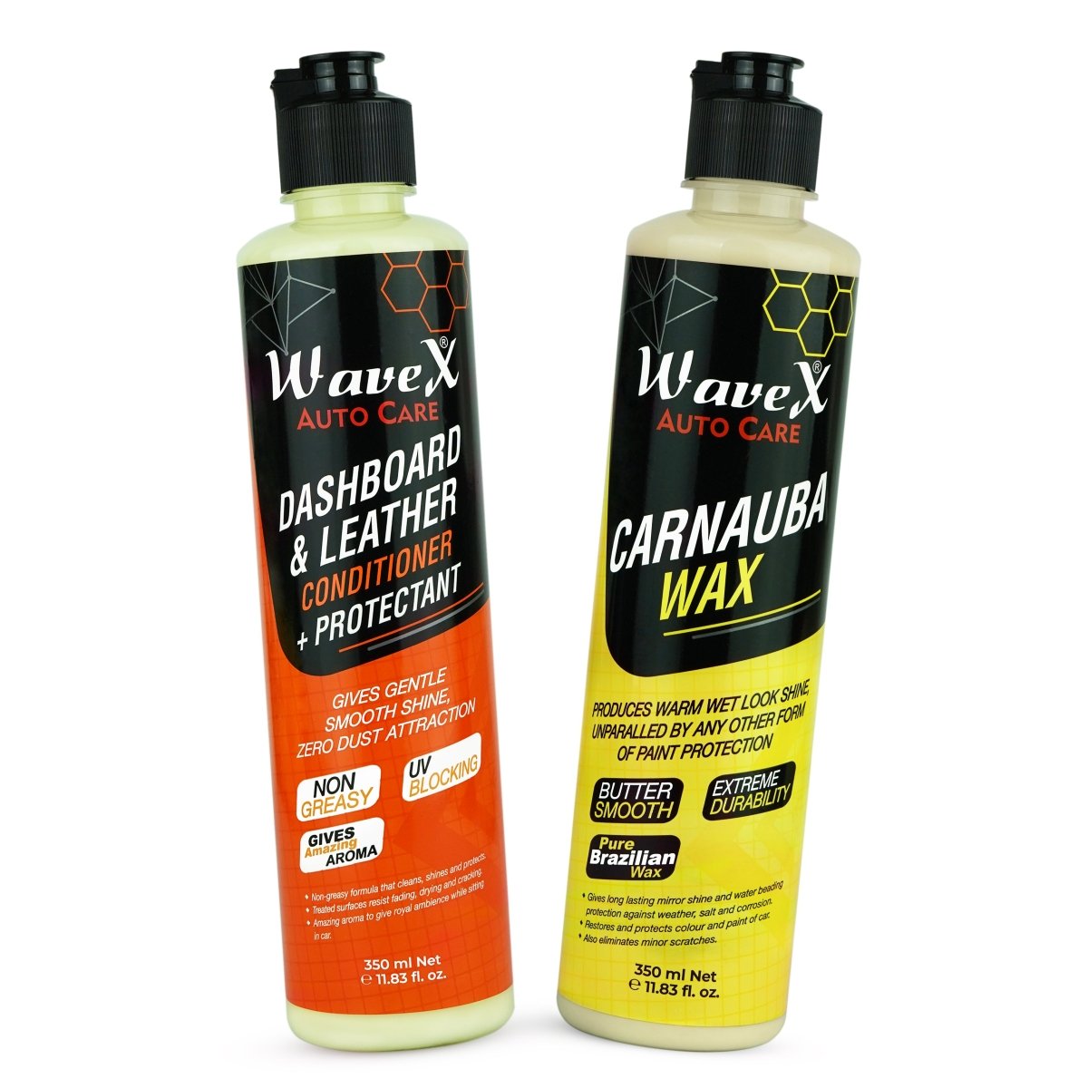 CAR WAX 350ML + DASHBOARD AND LEATHER POLISH 350ML - Wavex - CCK3
