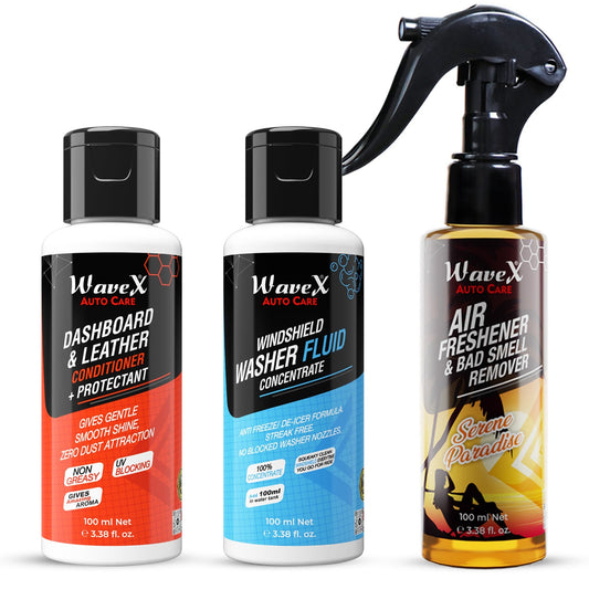 DASHBOARD CONDITIONER , AIR FRESHENER  AND WINDSHIELD WASHER FLUID COMBO