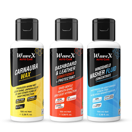 DASHBOARD CONDITIONER, CARNAUBA WAX AND WINDSHIELD WASHER FLUID COMBO
