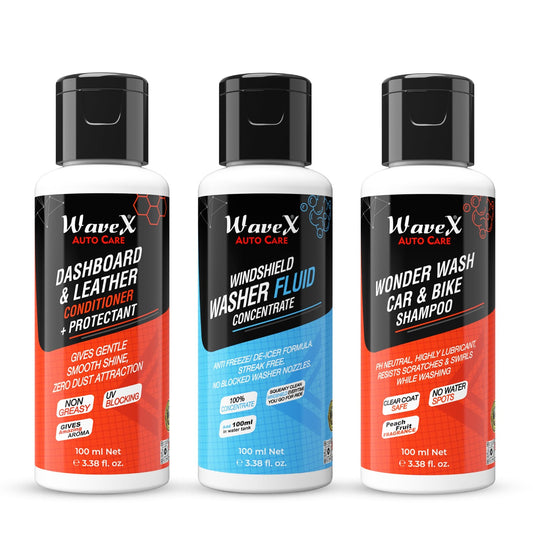 DASHBOARD CONDITIONER, CAR SHAMPOO AND WINDSHIELD WASHER FLUID