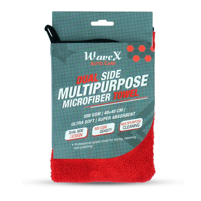 DUAL SIDE MULTIPURPOSE MICROFIBER TOWEL 500 GSM | 40x40 CM - Wavex - DSMMT