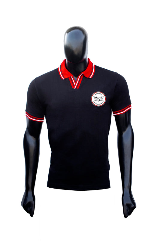 WaveX Men's Classic Fit Short Sleeve Casual 100% Cotton Polo Detailing T Shirt| Red and Black.